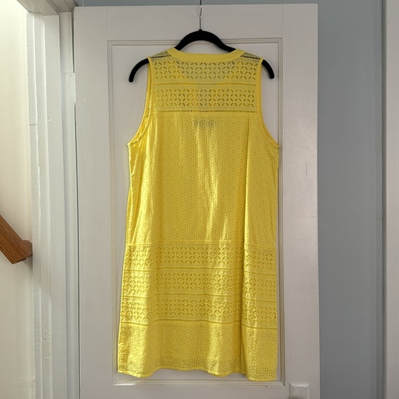 Ann Taylor LOFT yellow eyelet sleeveless dress size 14 excellent condition - Picture 2 of 5